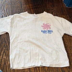 Zara Cream Long Sleeve Tee with Pink Graphic